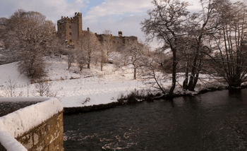 Hadden Hall and the Grounds, lots of snow and ice.